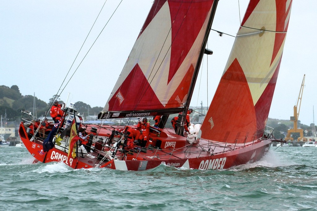 Camper at full pace going for North Head on the return leg - Volvo Ocean Race Auckland - Start March 18,2012 photo copyright Richard Gladwell www.photosport.co.nz taken at  and featuring the  class