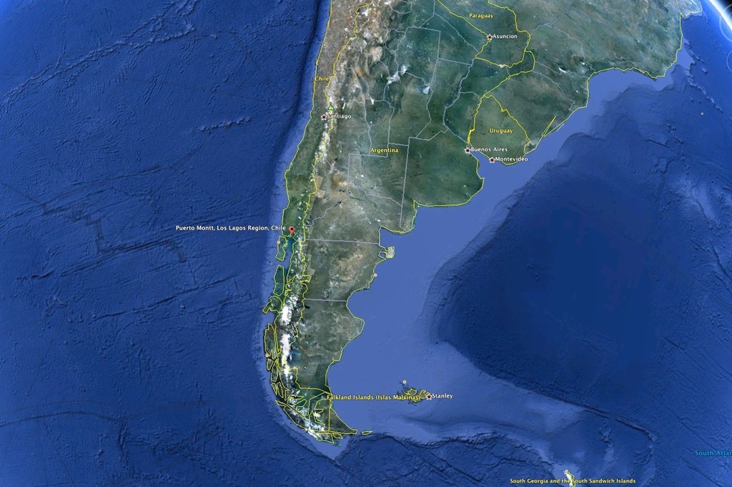 Puerto Montt on the western coast of Chile photo copyright Google Earth taken at  and featuring the  class