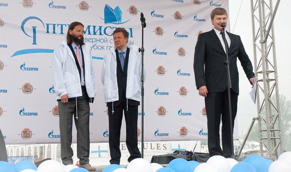 Commodore of the SPBYC Vladimir Liubomirov (far left) assists in the opening of the Optimists of the Northern Capital event series - Gazprom Cup 2012 photo copyright Yacht Club of Saint-Petersburg 2012 taken at  and featuring the  class
