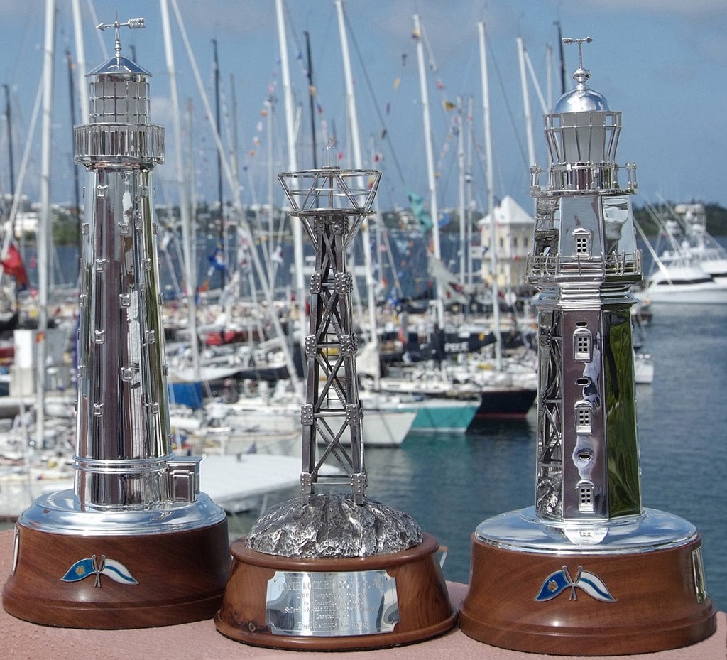 PPL PHOTO AGENCY - COPYRIGHT RESTRICTED
2008 Newport Bermuda Race: (L-R) The Gibbs Hill Lighthouse Trophy, The North Rock Beacon Trophy and The St David's Lighhouse Trophy
PHOTO CREDIT: Barry Pickthall/PPL
Tel: +44 (0)1243 555561 E-mail:ppl@mistral.co.uk Web: www.pplmedia.com *** Local Caption *** 2008 Newport Bermuda Race: (L-R) The Gibbs Hill Lighthouse Trophy, The North Rock Beacon Trophy and The St David's Lighhouse Trophy photo copyright Barry Pickthall/PPL http://www.pplmedia.com taken at  and featuring the  class