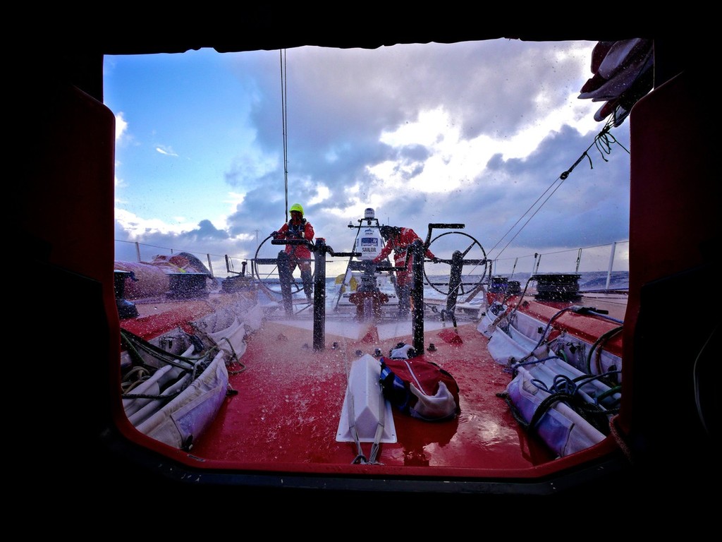 A view from inside the hatch of CAMPER with Emirates Team New Zealand during leg 5 of the Volvo Ocean Race 2011-12, from Auckland, New Zealand to Itajai, Brazil. (Credit: Hamish Hooper/CAMPER ETNZ/Volvo Ocean Race) photo copyright Hamish Hooper/Camper ETNZ/Volvo Ocean Race taken at  and featuring the  class