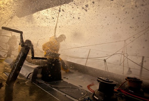 Stuck in an apocalyptic cloud, onboard Abu Dhabi Ocean Racing during leg 7 of the Volvo Ocean Race 2011-12, from Miami, USA to Lisbon, Portugal.  © Nick Dana/Abu Dhabi Ocean Racing /Volvo Ocean Race http://www.volvooceanrace.org