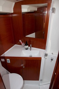 Plenty of room in the master stateroom's head. - Oceanis 45 photo copyright  John Curnow taken at  and featuring the  class