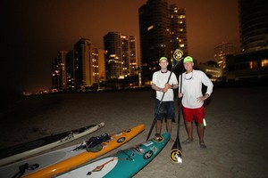 Thad Foote and Bill Whiddon arrive on Miami Beach, 17 hours and 60 plus miles after leaving Bimini - Bimini Miami Blue Water Challenge photo copyright John Bell taken at  and featuring the  class