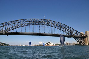 The Swans come marching under the Harbour Bridge - Nautor's Swan Australia Rally photo copyright  John Curnow taken at  and featuring the  class