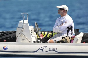 Nice day at the office for NZL coach Jez Fanstone - 2012 49er Worlds, Croatia photo copyright Nikola Sisko taken at  and featuring the  class