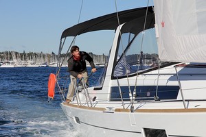 Shane Crookshanks from Vicsail Pittwater shows how is easy it is to helm and trim. - Oceanis 45 photo copyright  John Curnow taken at  and featuring the  class