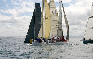 Wee bit of congestion at the bottom mark for Division Two. - Sail Port Stephens photo copyright  John Curnow taken at  and featuring the  class