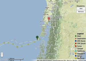 Abu Dhabi (Green pin) and Camper (Orange pin) in Puerto Montt photo copyright PredictWind.com www.predictwind.com taken at  and featuring the  class