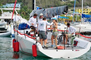 Farr 400 leaves the dock for the race up to Bitter End Yacht Club photo copyright Todd VanSickle / BVI Spring Regatta http://www.bvispringregatta.org taken at  and featuring the  class