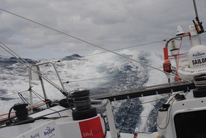 Flying down a wave at the height of the storm - Global Ocean Race 2011-12 photo copyright Phesheya Racing taken at  and featuring the  class