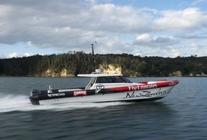 Emirates Team NZ&rsquo;s AC 72 tender at speed in the upper harbour photo copyright Emirates Team New Zealand http://www.etnzblog.com taken at  and featuring the  class