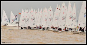 Laser 4.7 fleet start - Laser 4.7 and Standard Youth Worlds - Boys Fleet photo copyright Claudio Cambria taken at  and featuring the  class