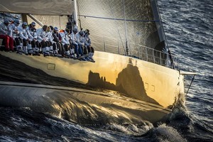 NILAYA (BEL) sails towards her Line Honours win with Capri reflected on her bow - Rolex Volcano Race 2012 photo copyright  Rolex/ Kurt Arrigo http://www.regattanews.com taken at  and featuring the  class