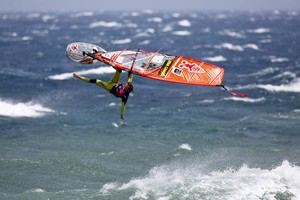 One hand one leg from Bruch - PWA Pozo World Cup 2012 photo copyright  John Carter / PWA http://www.pwaworldtour.com taken at  and featuring the  class