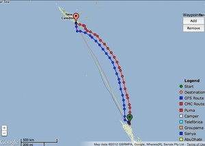 PredictWind optimised route for the 50fters to Noumea as at 0900 June 3, 2012 photo copyright PredictWind.com www.predictwind.com taken at  and featuring the  class