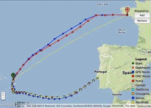 No real course options heading for Lorient, Leg 8 Volvo Ocean Race photo copyright PredictWind.com www.predictwind.com taken at  and featuring the  class