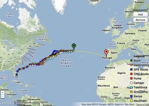 On Day 8, the fleet is well advanced across the Atlantic and heading for Portugal photo copyright PredictWind.com www.predictwind.com taken at  and featuring the  class