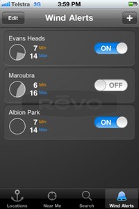 Wind alerts - Costalwatch iPhone App photo copyright SW taken at  and featuring the  class