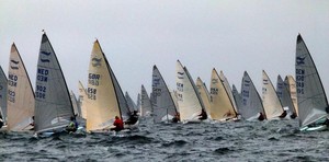Finn World Masters 2012 - Race 6 start photo copyright Claire ADB and BFA taken at  and featuring the  class
