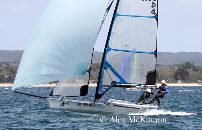 Haylee Outteridge and Alison Dale taking second overall in the Australian 49erFX Championship - ZHIK 9er Nationals ©  Alex McKinnon Photography http://www.alexmckinnonphotography.com