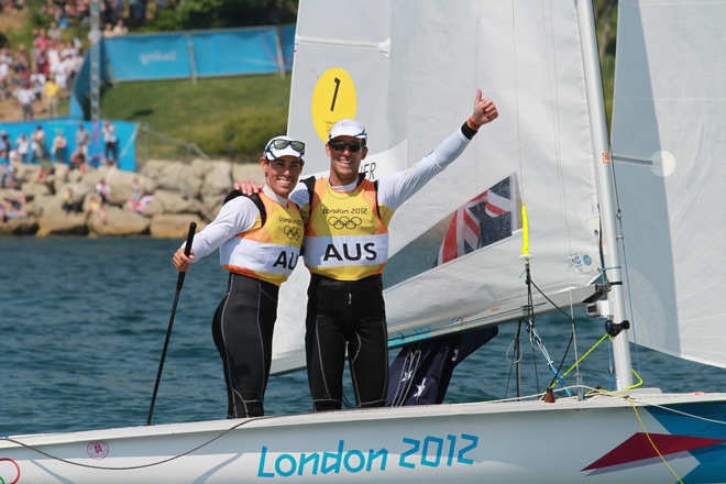 Mathew Belcher and Malcolm Page (AUS), Men’s 470 Medal Race - London 2012 Olympic Sailing Competition © Ingrid Abery http://www.ingridabery.com
