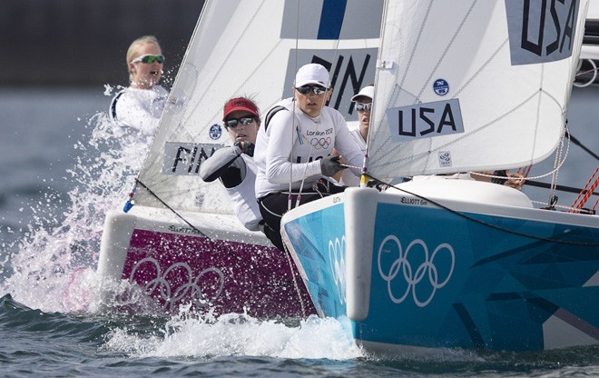 London 2012 - Olympic Games - Day 11 Women’s Match Racing, USA and FIN © Carlo Borlenghi/FIV - copyright
