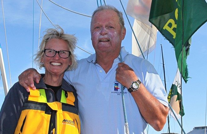 Jim and Mary Holley log off in Hobart for the last time - Rolex Sydney Hobart Race 2012 © Crosbie Lorimer http://www.crosbielorimer.com