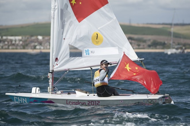 Lijia Xu (CHN) who won Gold the Medal today, 06.08.12, in the Medal Race Women’s One Person Dinghy (Laser Radial) event in The London 2012 Olympic Sailing Competition. © onEdition http://www.onEdition.com