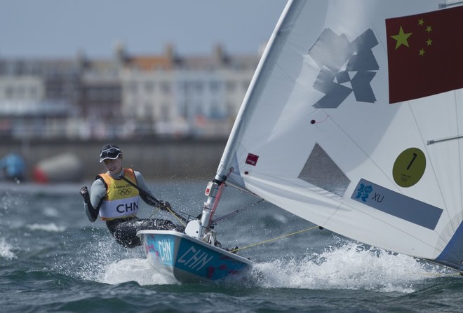 Lijia Xu (CHN) who won the Gold Medal in the Medal Race Women’s One Person Dinghy (Laser Radial) event in The London 2012 Olympic Sailing Competition. © onEdition http://www.onEdition.com