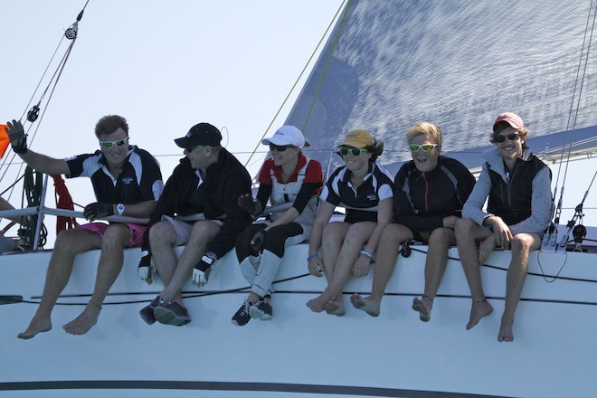 White Noise with crew member Jessica Watson (centre white hat) - Telcoinabox Airlie Beach Race Week 2012 <br />
 © Teri Dodds http://www.teridodds.com
