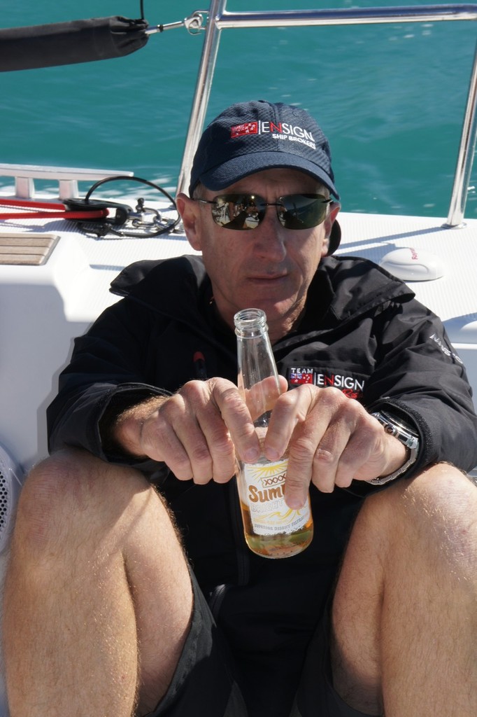 Hard day for the boss Tony Ross helmsman Black Label -  Telcoinabox Airlie Beach Race Week 2012 © Jack Leivenzon