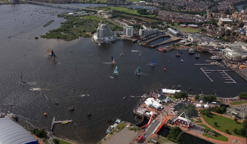An birds-eye view of Cardiff Bay, host venue for Act 5 of the 2012 Extreme Sailing Series. photo copyright Lloyd Images http://lloydimagesgallery.photoshelter.com/ taken at  and featuring the  class