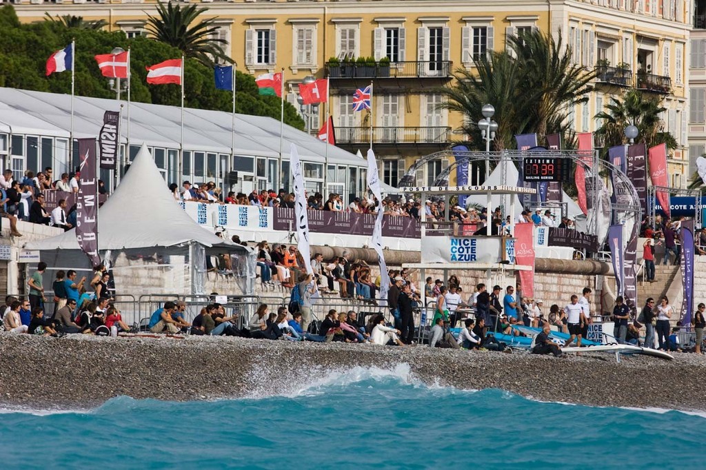 Sun, wind and action for a great crowd on the Promenade des Anglais, Nice - 2012 Extreme Sailing Series Act 7 photo copyright Lloyd Images http://lloydimagesgallery.photoshelter.com/ taken at  and featuring the  class
