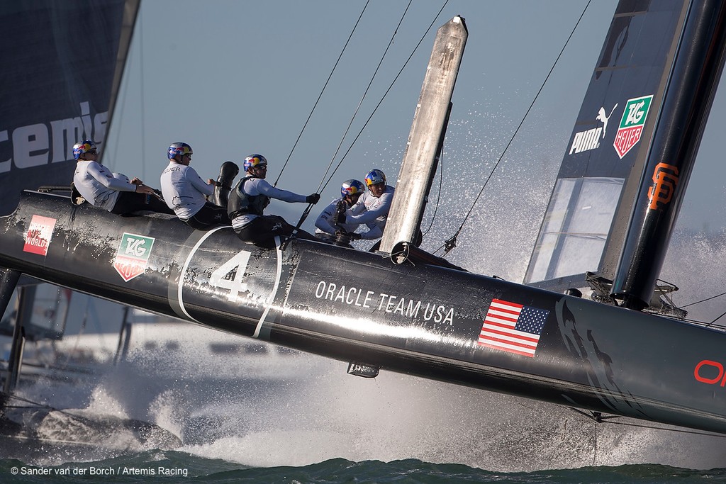 Saturday October 6th. AC45 World Series San Francisco (Oct. 2-7). photo copyright Sander van der Borch / Artemis Racing http://www.sandervanderborch.com taken at  and featuring the  class