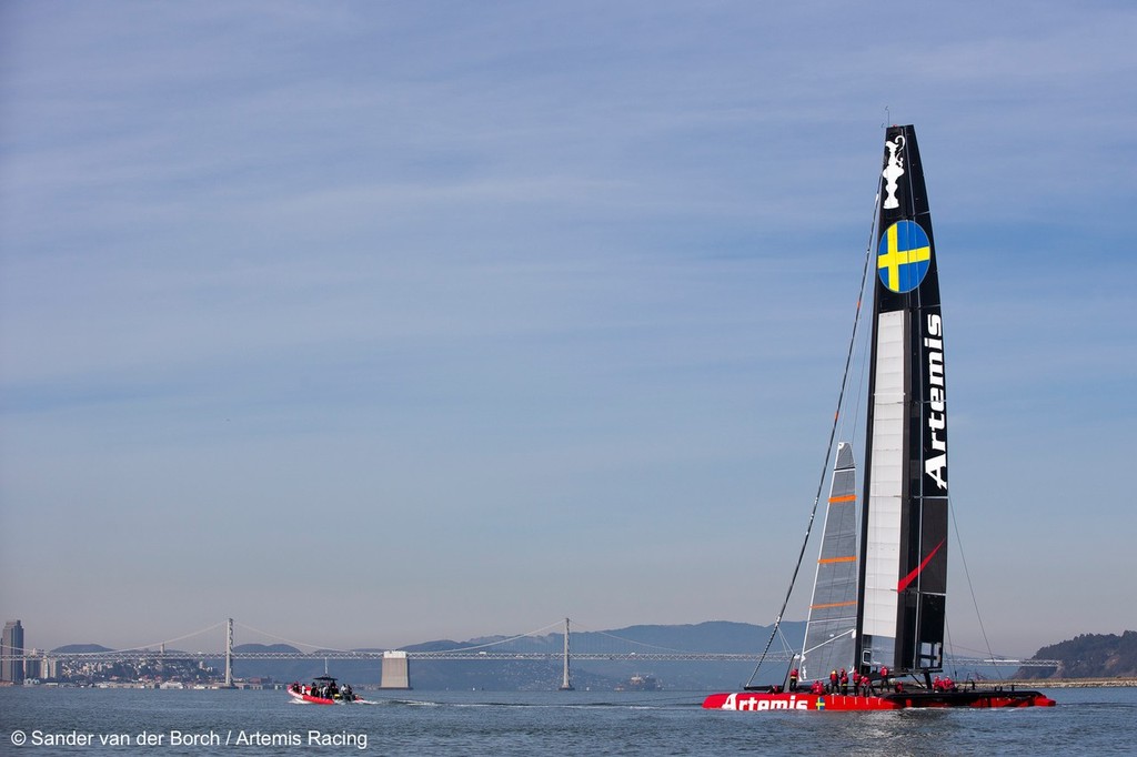 First sailing day of the AC72 of Artemis Racing, 13 November 2012, Alameda, USA photo copyright Sander van der Borch / Artemis Racing http://www.sandervanderborch.com taken at  and featuring the  class