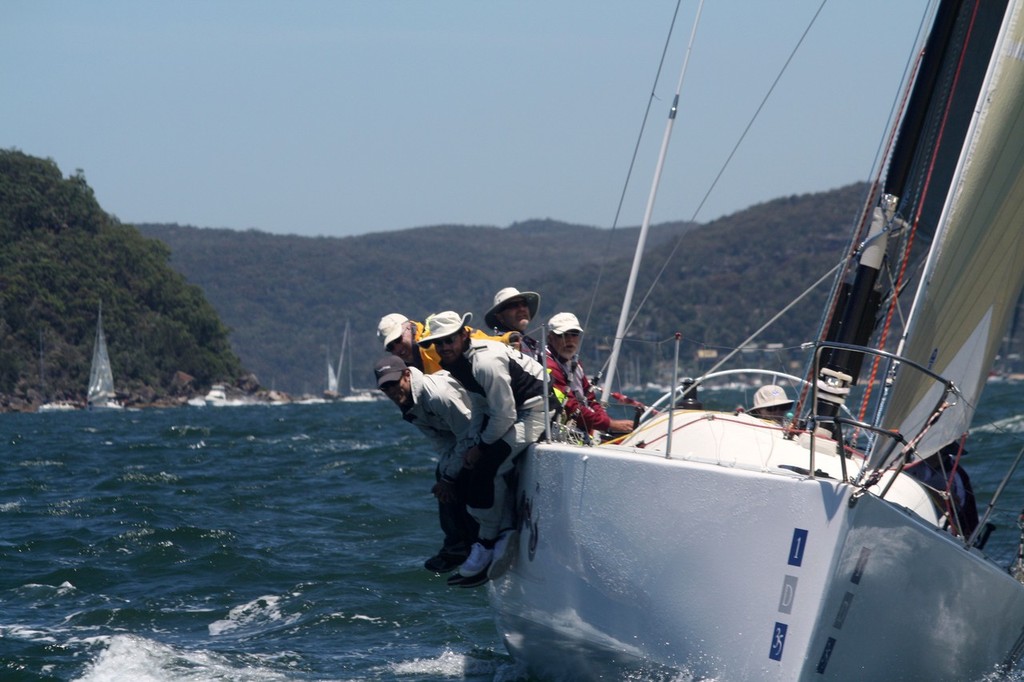 The first boat to enter, Garry Holder's ID35, 'The Real Thing - pic by Damian Devine - 2013 Pittwater & Coffs Harbour Regatta photo copyright Damian Devine taken at  and featuring the  class