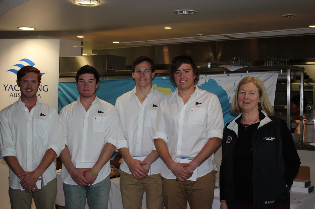 2nd AMRC Jay Griffin, Jack Breislin, Hamish Hardy, Jack Dawson & SYC Vice Commodore Kate Mitchell - Australian Open and Australian Women's Match Racing Championships photo copyright CYCA Staff Pam Scrivenor taken at  and featuring the  class