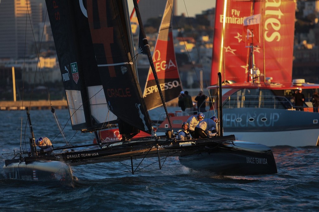 Racing at the close of the day on Day 4 of the America’s Cup World Series photo copyright ACEA - Photo Gilles Martin-Raget http://photo.americascup.com/ taken at  and featuring the  class