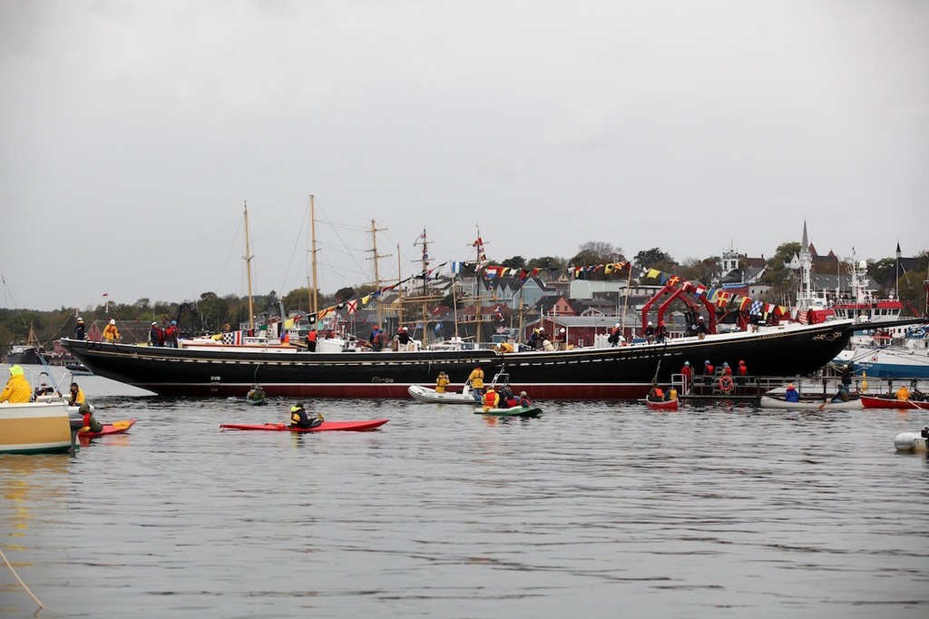 Bluenose II floats in the water during the official relaunch. photo copyright Nova Scotia News taken at  and featuring the  class
