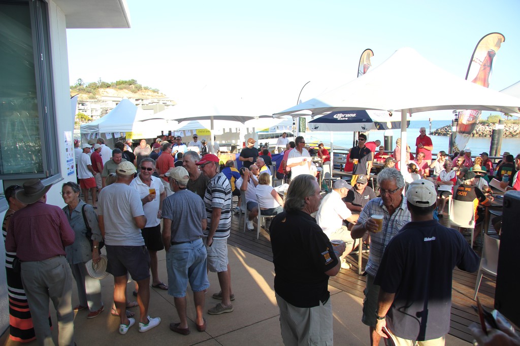Crowd gathers before Thursday evening’s briefing. © Emma Kennedy SeaLink Magnetic Island Race Week 2012