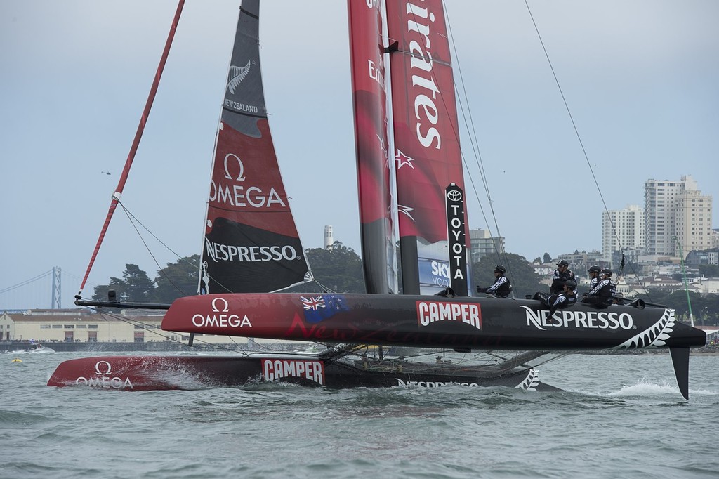 Emirates Team New Zealand prepare for their Semi Final match race against Oracle Team USA, Spithill on day four of the  America's Cup World Series, San Francisco. 25/8/2012 photo copyright Chris Cameron/ETNZ http://www.chriscameron.co.nz taken at  and featuring the  class