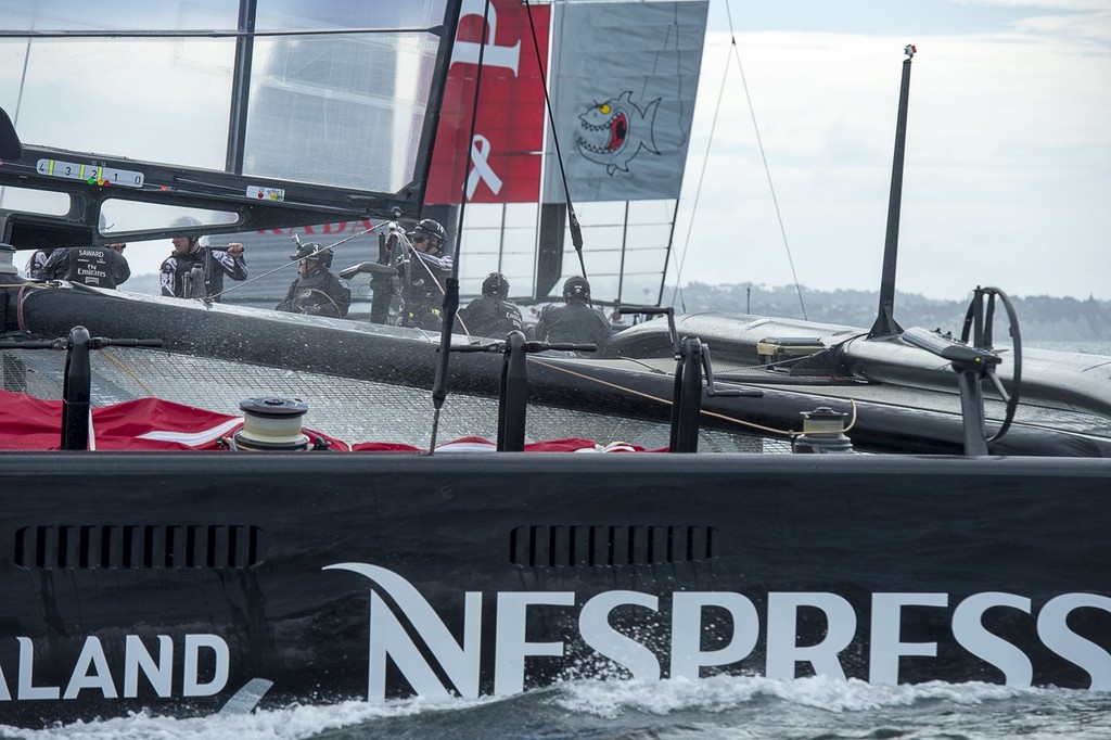 Emirates Team New Zealand and Luna Rossa practice racing their AC72s on the Hauraki Gulf. 3/12/2012 photo copyright Chris Cameron/ETNZ http://www.chriscameron.co.nz taken at  and featuring the  class