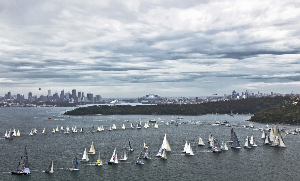 Fleet setting off from the two start lines - Rolex Sydney Hobart 2012 photo copyright  Rolex/Daniel Forster http://www.regattanews.com taken at  and featuring the  class