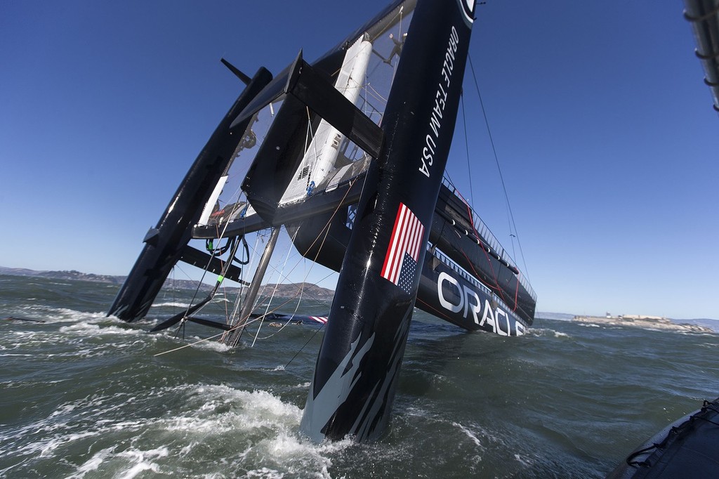 Oracle Team USA AC 72 capsizes during training in San Francisco Bay costing a five month rebuild © Guilain Grenier Oracle Team USA http://www.oracleteamusamedia.com/