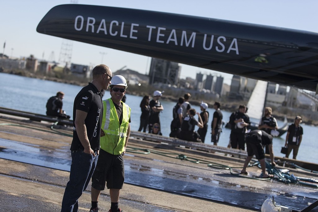Oracle Team USA after the capsize photo copyright Guilain Grenier Oracle Team USA http://www.oracleteamusamedia.com/ taken at  and featuring the  class