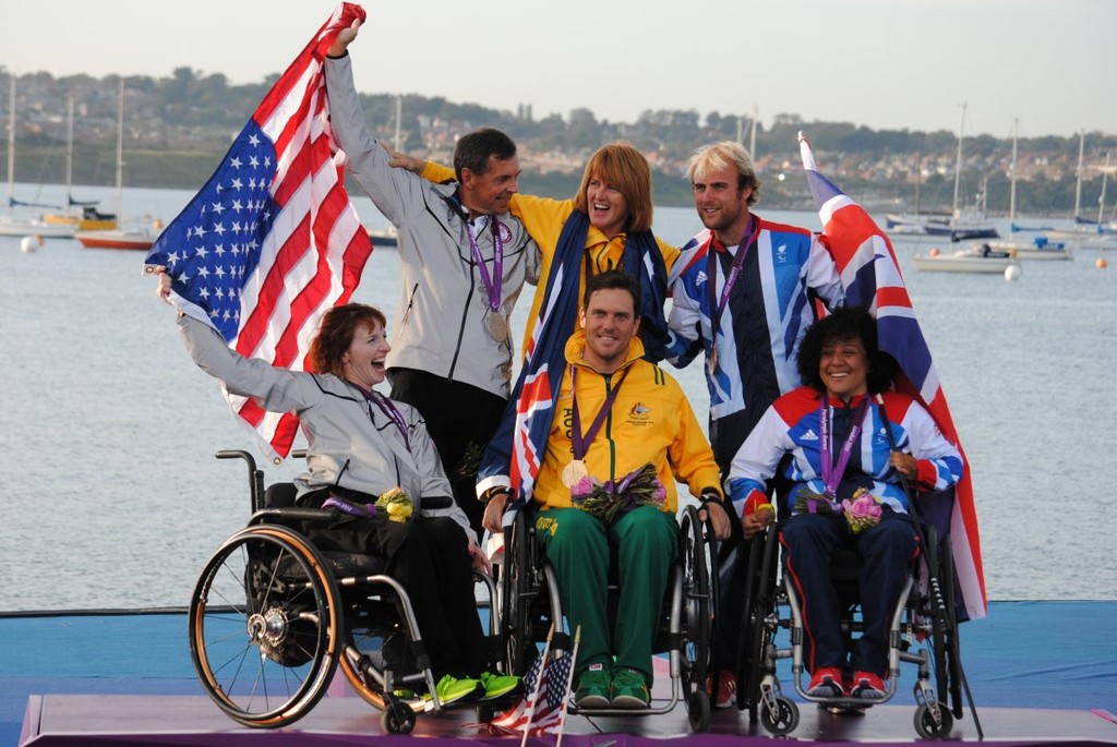 Medal winners in the SKUD 18 fleet - 2012 Paralympics photo copyright David Staley - IFDS  taken at  and featuring the  class