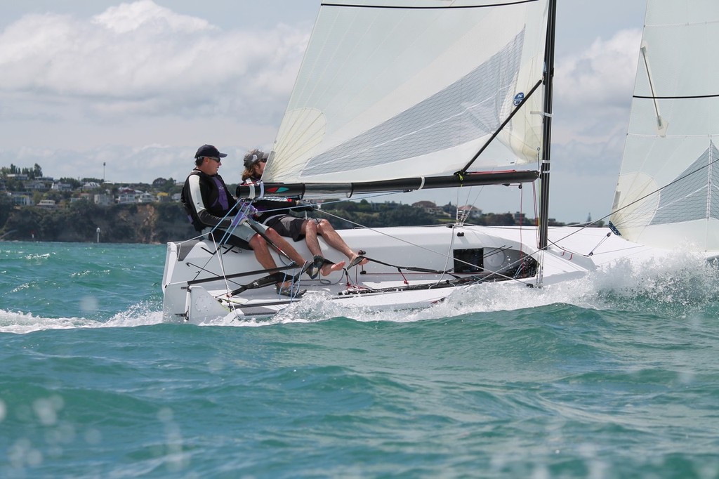 The VX One sailing easily on a reach, in Auckland, with just two crew. © Phil Quinn http://www.vxone.com