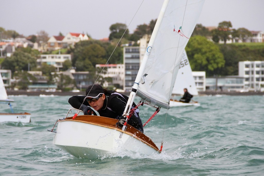 Jo Aleh squeezes through a tack in her P-Class at Kohimaramara Yacht Club  Sunday September 23, 2012 .  © Richard Gladwell www.photosport.co.nz