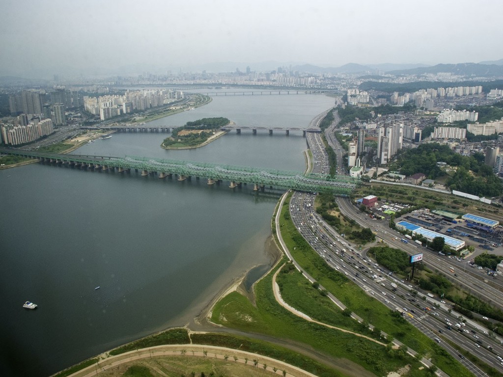 Han River, Seoul. And hardly a boat in sight. photo copyright Guy Nowell http://www.guynowell.com taken at  and featuring the  class